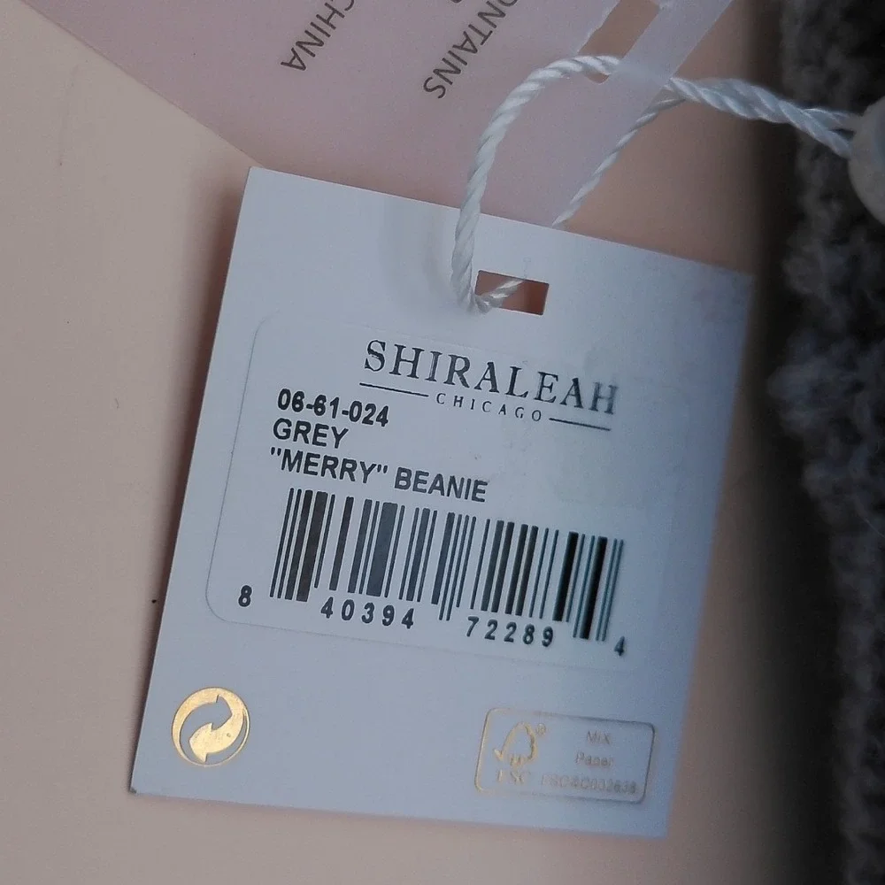 Shiraleah Chicago Kids Merry Beanie Grey Multicolor Pom Winter Hat NWT OSFM